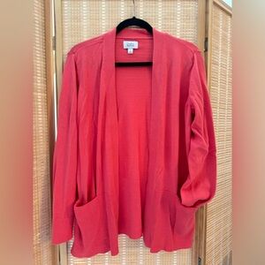 Women's Croft & Barrow® Classic Ribbed Open-Front Cardigan  Size Large Coral